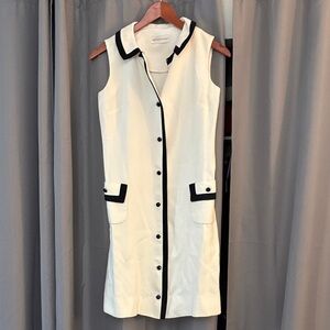 Vintage Elegant Cream and Black Button-Down Dress